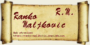 Ranko Maljković vizit kartica
